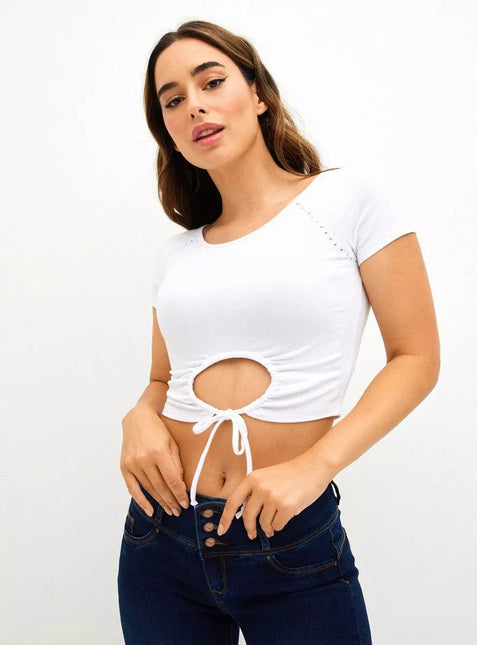 POLERA J.J.O CROP AMARRAS CUTOUT - MAWI