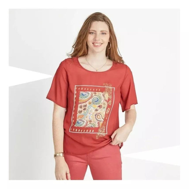 POLERA LORENZO DI PONTI 3/4 FABRIC ESTAMPADO - MAWI