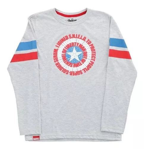 POLERA MARVEL ML TO CAPITAN AMERICA LOGO MAR - MAWI